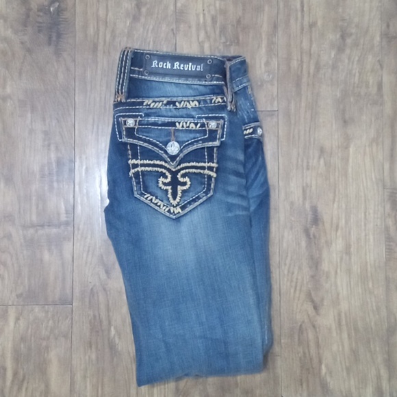 Rock Revival Jeans Women's 26 Abbie Skinny Embellished Embroidered Fade NWOT - Picture 5 of 8